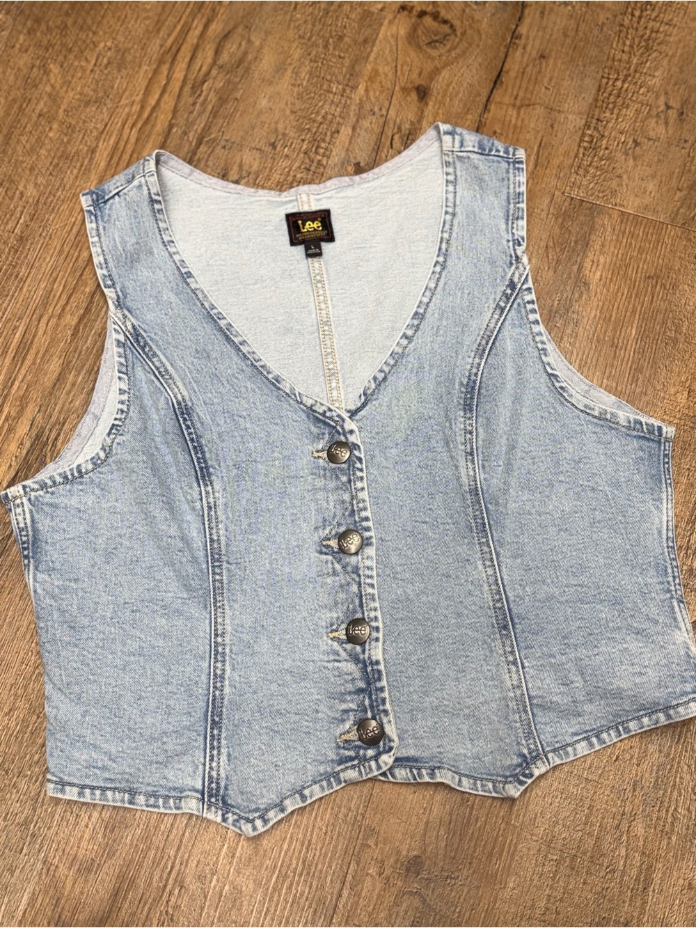 Lee Women's Light Blue Denim Button Vest size large